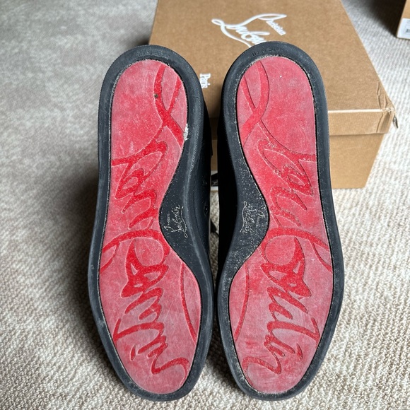 Christian Louboutin Lou Spike-embellished Leather High-top Trainers In Black - Picture 5 of 5